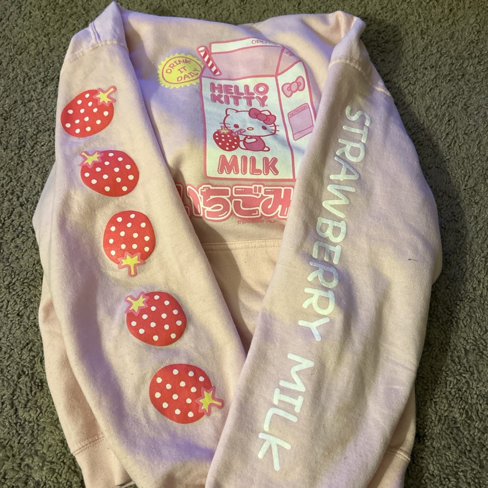 Hello kitty strawberry milk hoodie